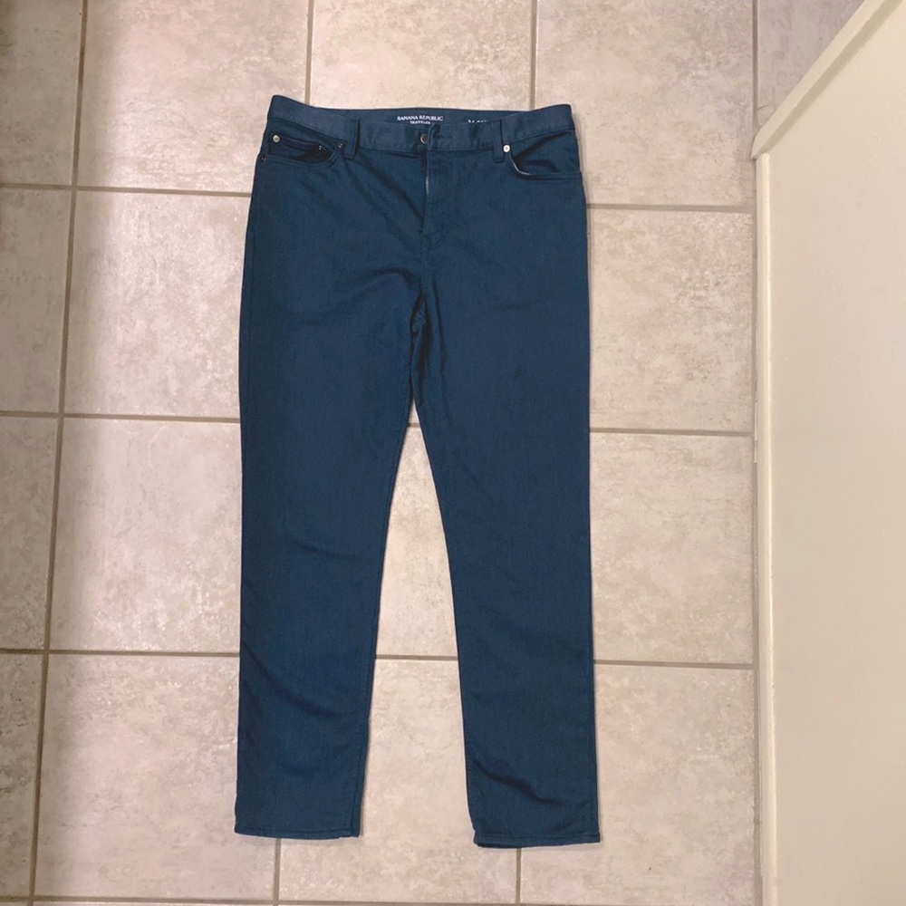Banana Republic Traveler Slim Fit Heathered Pant - Navy 33x32  Almost New
